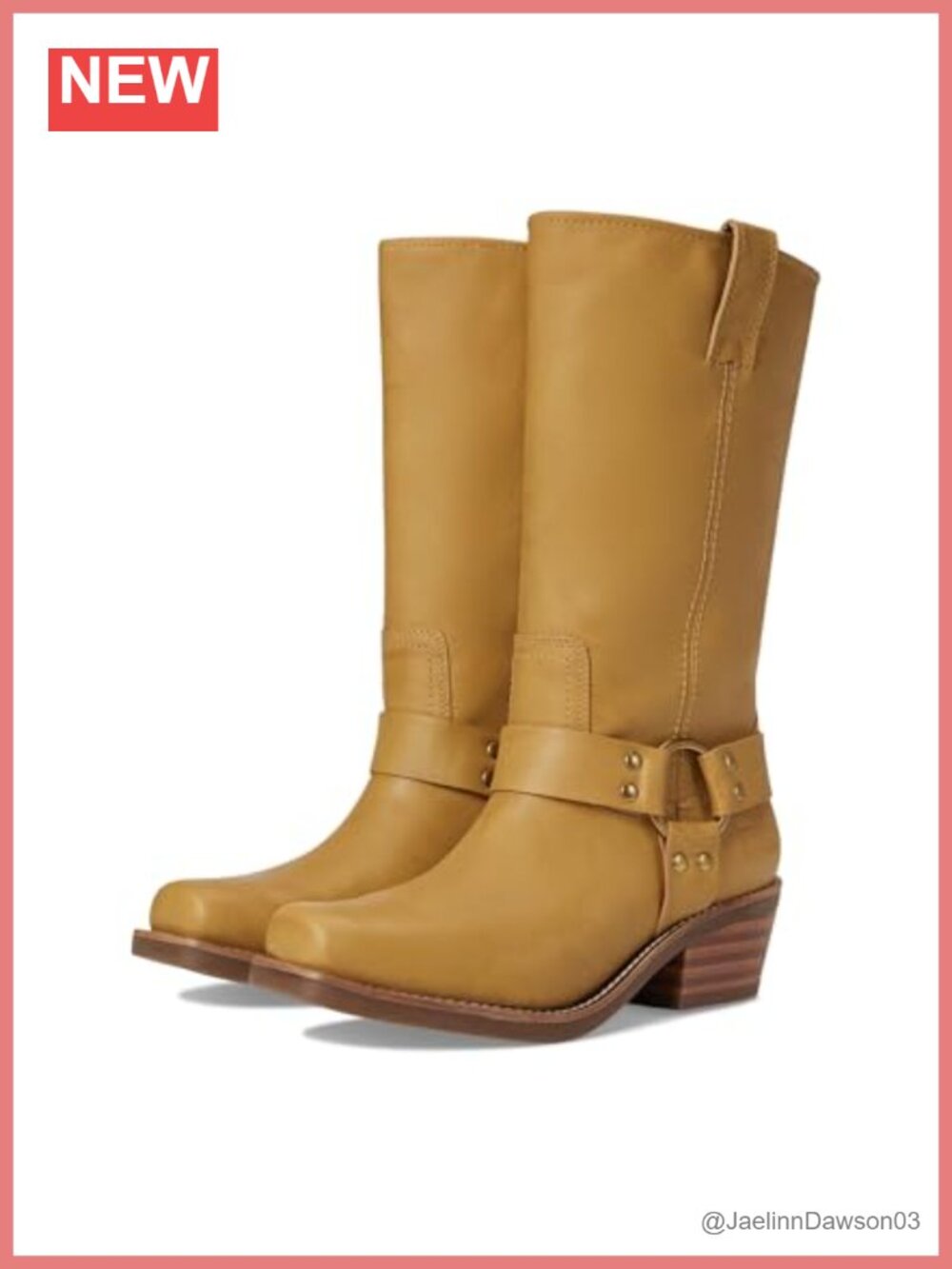 Womens Vegan Leather Motorcycle Boot Mid-Calf Harness Block Heel Square Toe